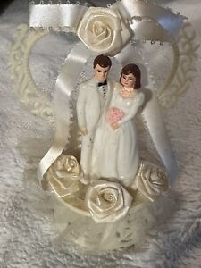 Vintage Bride And groom Wedding  cake topper MCM