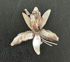 Vintage Sterling Silver 925 TAXCO Lily Orchid Flower Floral BROOCH Pin