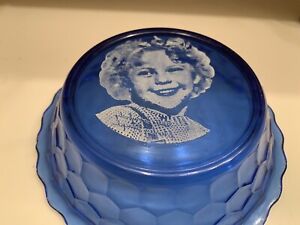 Vintage Shirley Temple Blue Glass Bowl Measures 6.5 inches across