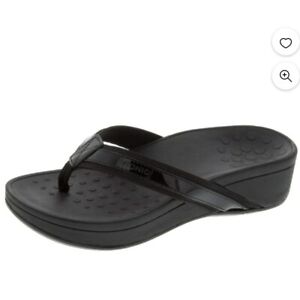 Vionic High Tide Women's Size 8 Black Platform Flip Flop Sandals Comfort Summer
