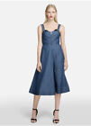 Karl Lagerfeld Blue Denim Dress Midi Flare Logo Straps Bustier Corset Zip