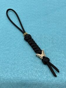 550 Paracord Knife Lanyard Jet Black With Brass Alloy Benchmade  Bead - Blem