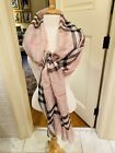 Burberry Square Scarf Pink Shimmer Giant Check Gauze NWOT