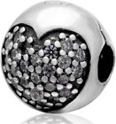 Lock Stopper Charm 925 Sterling Silver Clip Heart for...