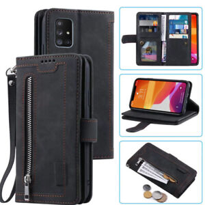 For Samsung Galaxy A71 A71 5G Wallet Case,Leather Zipper Magnetic Flip Card Case