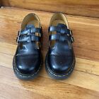 Womens Dr. Martens 12916 Mary Jane Black Smooth Leather Double Buckle US Size 10