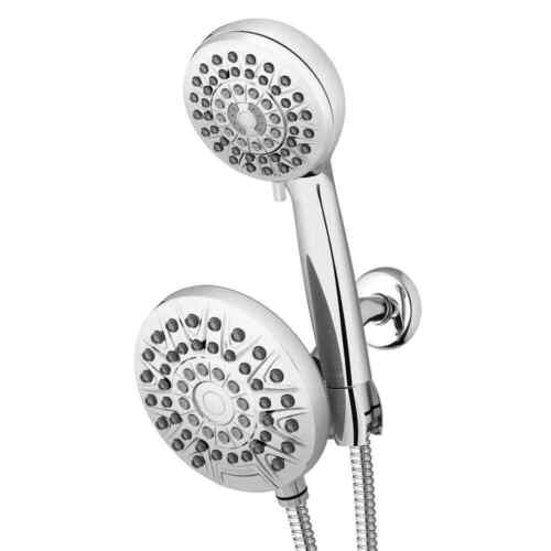 Waterpik 8-Spray Patterns with 1.8 GPM 6.25 in. Wall Mount Dual Shower Head and