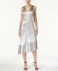 Anne Klein Pullover Metallic Asymmetrical Sleeveless Dress Silver Size 6