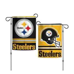NEW Pittsburgh Steelers 2 Sided Double Garden Flag Outdoor Window Banner 12 x18