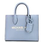 Michael Kors Mirella Small Pale Blue Leather Top Zip Shopper Tote Crossbody Bag