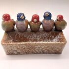 Vtg YAOLUU Bird Feeder Red & Blue Birds European Ceramic Home Garden Feeder/Bath