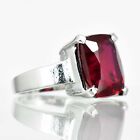 10 Cts Natural Red Ruby Cushion Cut Solid 925 Sterling Silver Ring For Unisex