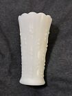 Vintage Milk Glass Vase 7.25”” Anchor Hocking Scallop Edge Teardrop and Pearl