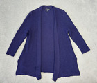 Eileen Fisher Cardigan Sweater Womens Plus 1x Open Front Blue Wool Blend