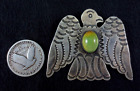 Vintage Navajo Manta Pin - Coin Silver and Turquoise - Thunderbird