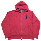VINTAGE Polo Ralph Lauren Sweatshirt Adult Large Red Big Pony Full Zip Hoodie #3