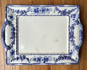 Antique Ironstone Platter ~ Blue Floral