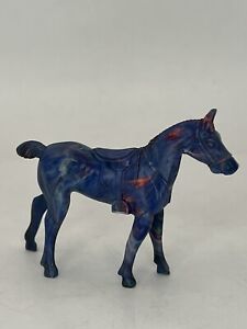 VINTAGE 1950s Hard Plastic Blue Swirl Marbled Toy HORSE Ajax?