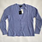Charter Club Size 1X XL 100% Cashmere Ribbed Button Cardigan Light Blue $199MSRP