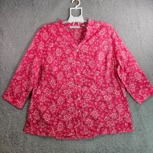 Sag Harbor Shirt Tunic Top Women Size 1X Semi Sheer Floral Print