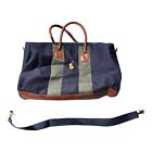 Polo Ralph Lauren Duffle Bag Embroidered Pony Logo Faux Leather Vintage W/ Strap