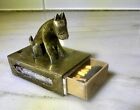 Brass Dog Fox MATCH BOX Holder & French Le Petite Matches Vintage