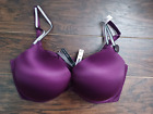 Victoria's Secret Bombshell Push Up Bra 38DD Smooth Double Shine Strap Purple