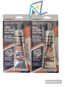 2PK -Grey RTV Silicone Gasket Maker High Temp Sealant for Auto Engine New Pack