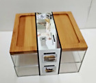 Heritage Living 2-Tier Compact Bathroom Organizer Boxes Acrylic with Bamboo LID