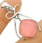 Natural Faceted Rose Quartz 925 Solid Sterling Silver Pendant Jewelry K13-2