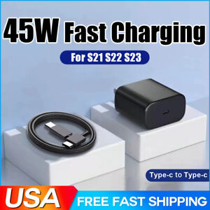45W Type C USB-C Super Fast Wall PD Charger Cable For Samsung Galaxy S20 S21 S23