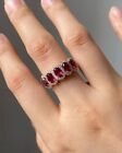 3Ct Oval Cut Lab-Created Ruby Halo Eternity Wedding band 14K Yellow Gold Plated