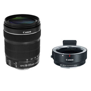 Canon EF-S 18-135mm f/3.5-5.6 IS STM Lens w/EF-M Adapter For EF/EF-S Lenses