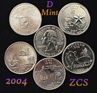 2004 D State Hood Quarters Set  U.S. Mint Coins Rolls 5 Coin Set