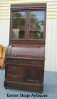62557   Antique Victorian Cylinder Desk w/ Bookcase Top