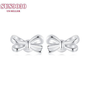 925 Sterling Silver Bow-shaped Earrings Fashion Women Jewelry