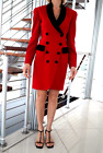 Barami Red 100% Wool Women Jacket Dress Coat Blazer Black Collar Sz 2 women