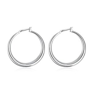 Sterling Silver Plated Earrings Hoop Hinged Hoop 1.36