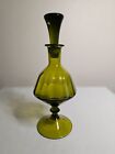 Vintage Bravo Italy Green Glass decanter w/stopper - Mid Century Modern/Atomic