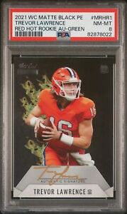 New Listing2021 Wild Card Matte Black Red Hot Rookie Auto Trevor Lawrence Green PSA 8 RC