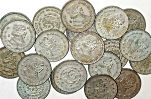 5 LARGE 1957-1967 SILVER MEXICO UN PESO COINS! FIVE ONE PESO MEXICAN COINS! ~
