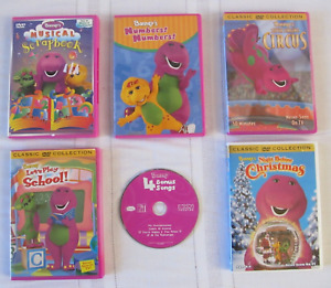 Lot of 5 Barney DVDS Numbers, Circus, Scrapbook, Christmas, Play School Bonus CD