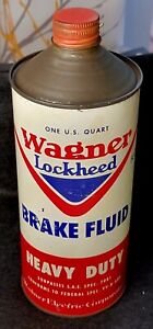 Vintage Wagner Lockheed 1 Quart Brake Fluid Cone Top Can Sealed Original NICE!