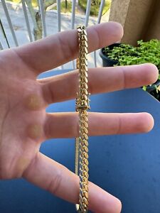 Real 14k SOLID Yellow Gold Miami Cuban Link Chain Necklace 24” Inches