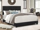 New ListingFull Size Bed Frame Platform With Headboard Erin Black Faux leather Upholstered