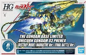 HG 1/144 The Gundam Base Limited Unicorn Gundam 03 Phenex Destroy Narrative Ver.