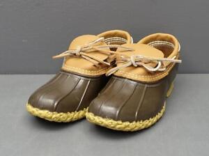 Women's L.L. Bean Sz 8 Tan Leather/Brown Rubber Bean Boots Gum Shoes New