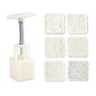 50g Moon Cake Mold 6 Stamps Square Barrel Mooncake Hand Pressure Pastry Mould