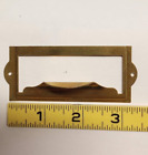 PACK OF 7 Vintage Label Holder Drawer Pulls Brass Plated Steel w/ attach screws