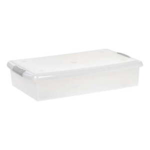 40 Qt. (10 gal.) Plastic Under Bed Sliding Storage Box with Latches, Clear/Gray